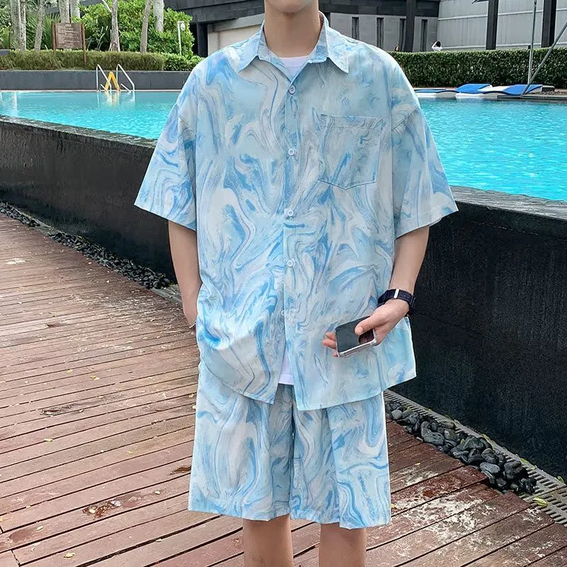 Tie Dye Two Piece - Men's Hawaiian Beach Tie Dye Shirt