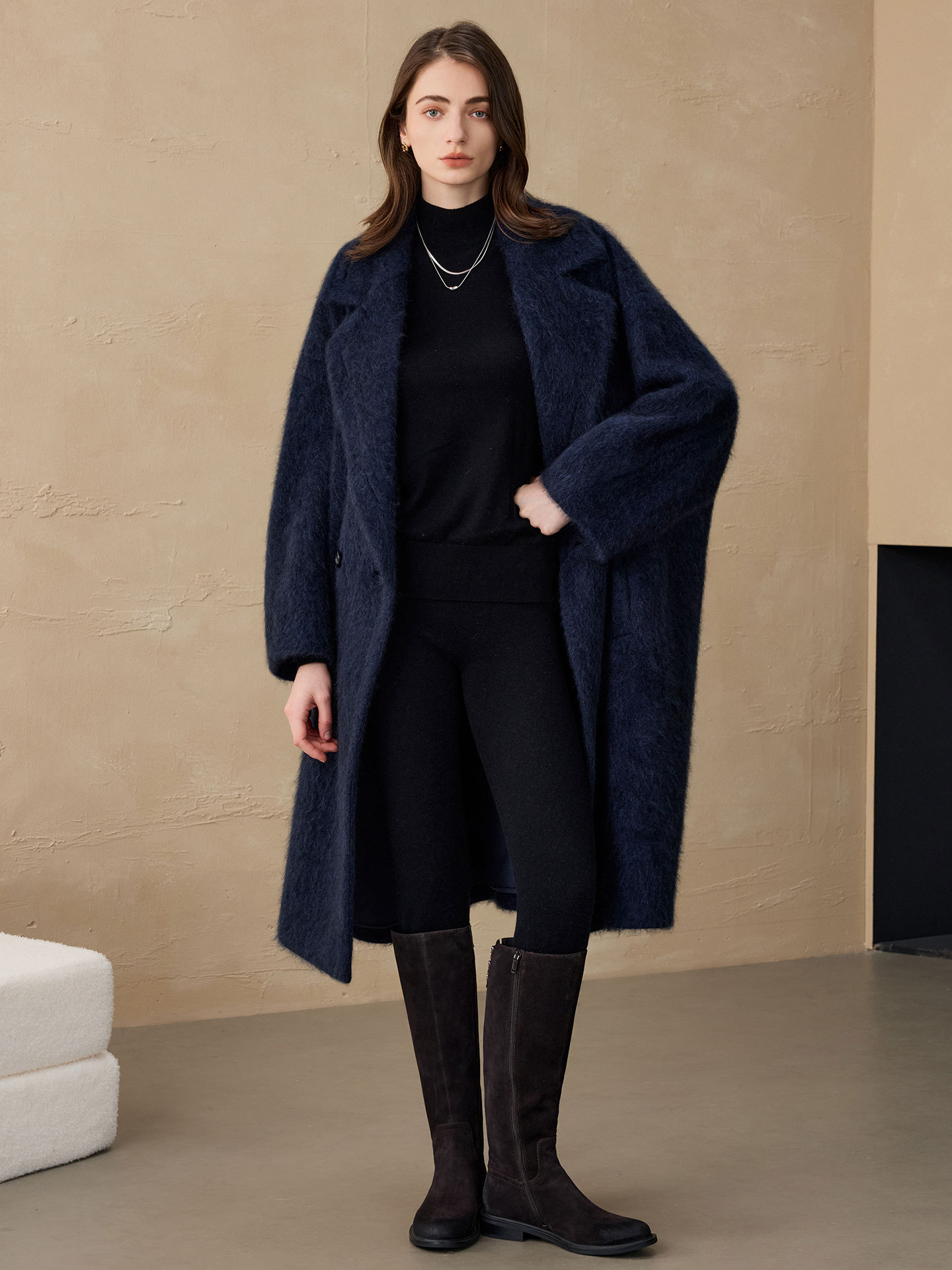 Women'S Fashion Long Coat - Allingentle Women's Blazer Woolen Fashion Long