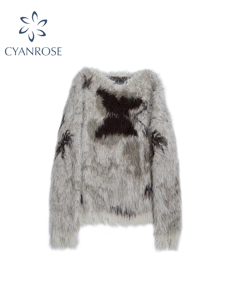 Women'S Fashion In The 90S - Women's Khaki Mohair Pullover Knit Sweater