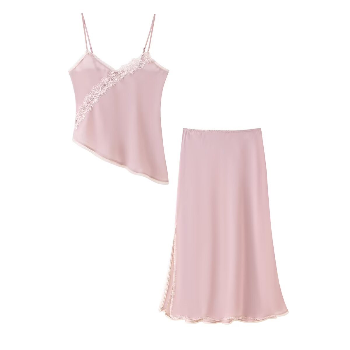 Lace Trim Cami - Tidalyf 2025 Women Pink Cami Top