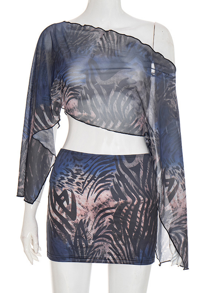 Kricesseen Sexy One Shoulder M - Tie Dye Two Piece ulasan dan harga