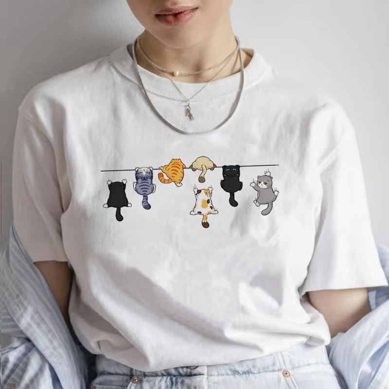 Funny Women Summer Cat Print T - Women'S Fashion In The 90S ulasan dan harga
