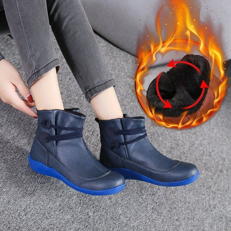Women Vintage Round Toe PU Lea - Women'S Fashion Riding Boots ulasan dan harga