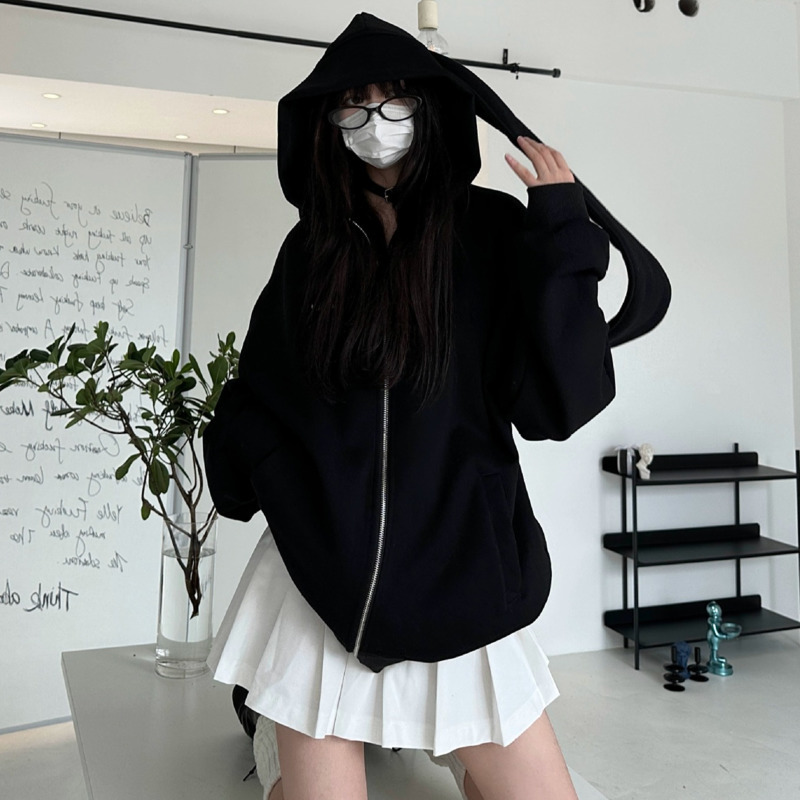 2025 Autumn Kawaii Bunny Big E - Women'S Fashion Zip Up Hoodies ulasan dan harga