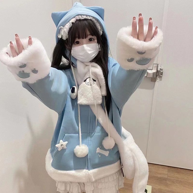 Japanese Cute Anime Embroidery - Women'S Fashion Zip Up Hoodies ulasan dan harga
