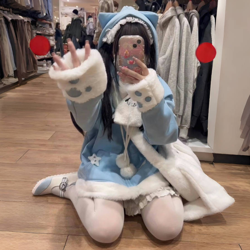 Japanese Cute Anime Embroidery - Women'S Fashion Zip Up Hoodies ulasan dan harga