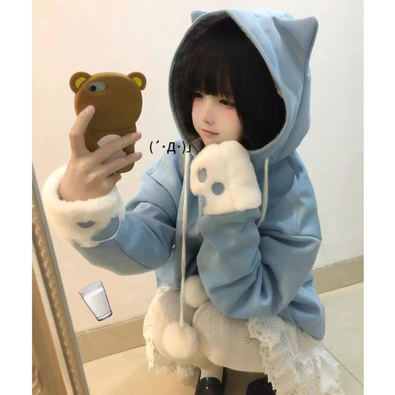 Japanese Cute Anime Embroidery - Women'S Fashion Zip Up Hoodies ulasan dan harga