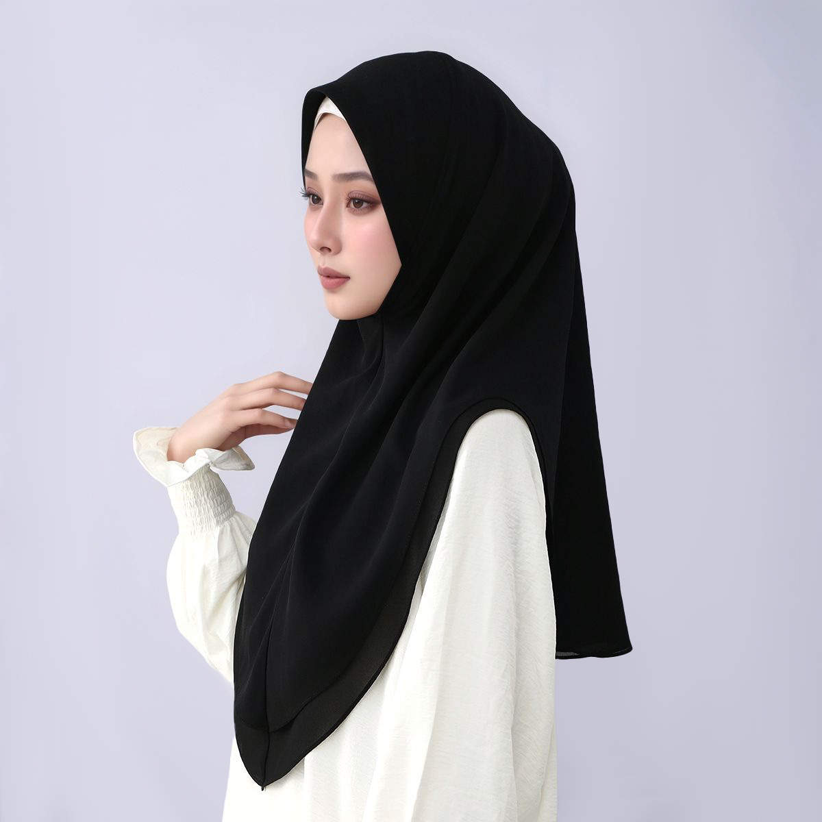 New Double layered Chiffon Rea - Women'S Fashion Layering ulasan dan harga