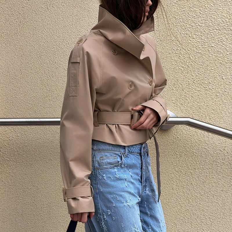 Spring Women Short Trench Coat - Women'S Fashion Utility Jacket ulasan dan harga