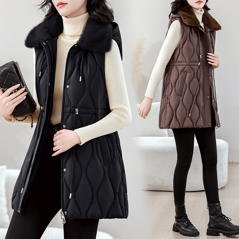 Women Mid Long Puffer Vest Aut - Puffer Vest Fashion Women ulasan dan harga