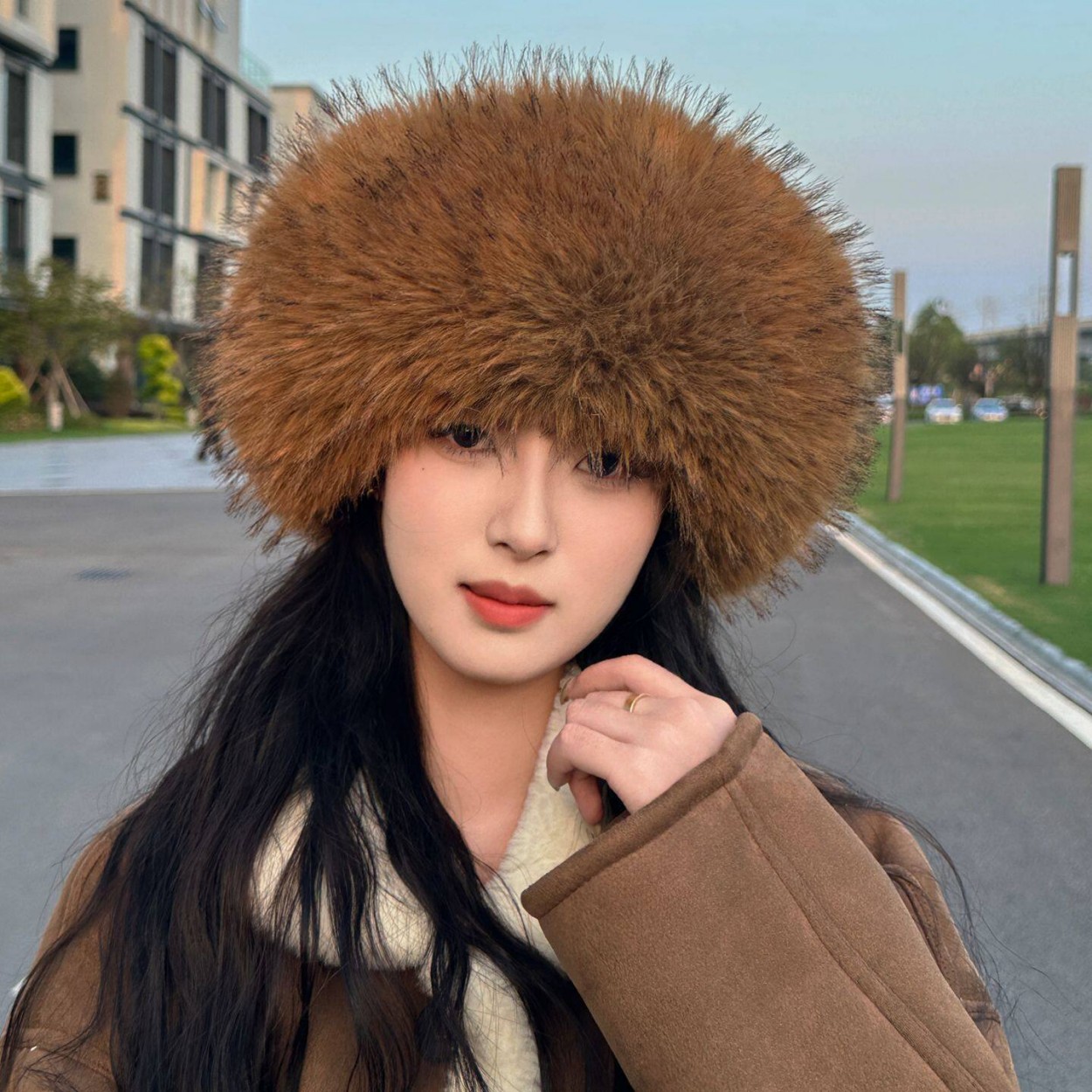 Soft Plush Faux Fox Fur Circle - Women Fashion Hats ulasan dan harga