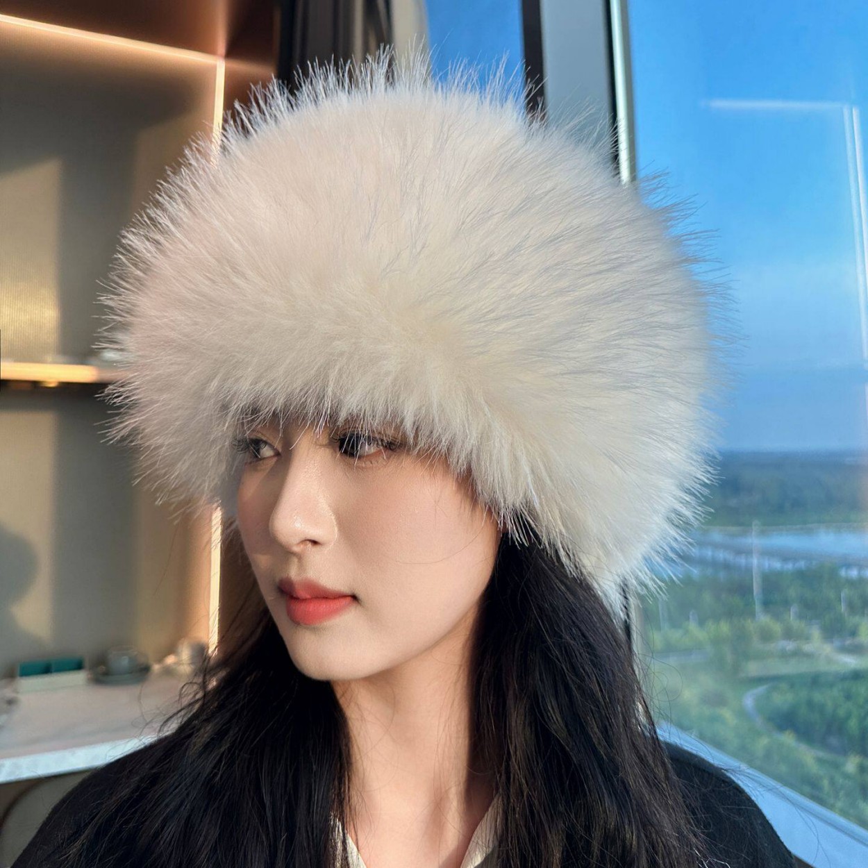 Soft Plush Faux Fox Fur Circle - Women Fashion Hats ulasan dan harga