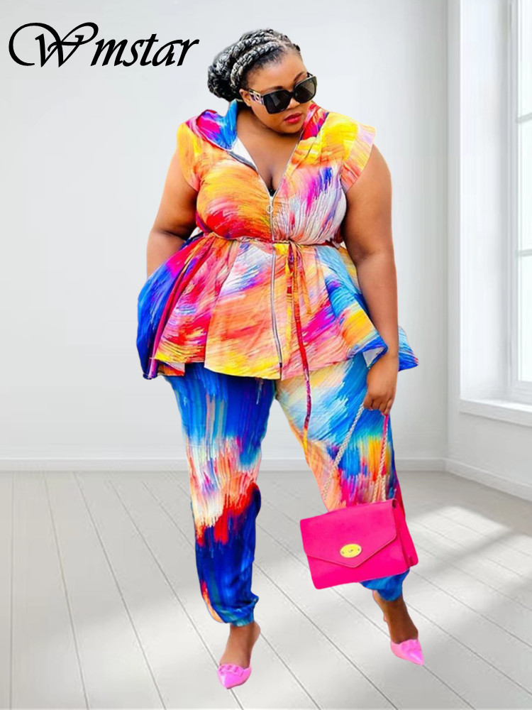 Wmstar Plus Size Women Clothin - Tie Dye Two Piece ulasan dan harga