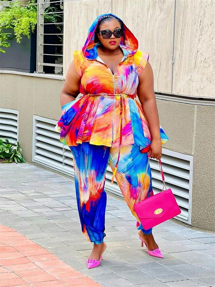 Wmstar Plus Size Women Clothin - Tie Dye Two Piece ulasan dan harga