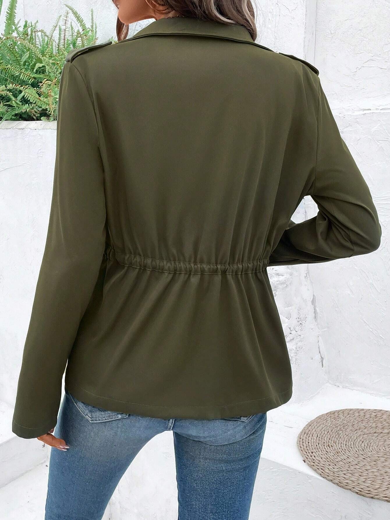 Women Drawstring Waist Utility - Women'S Fashion Utility Jacket ulasan dan harga