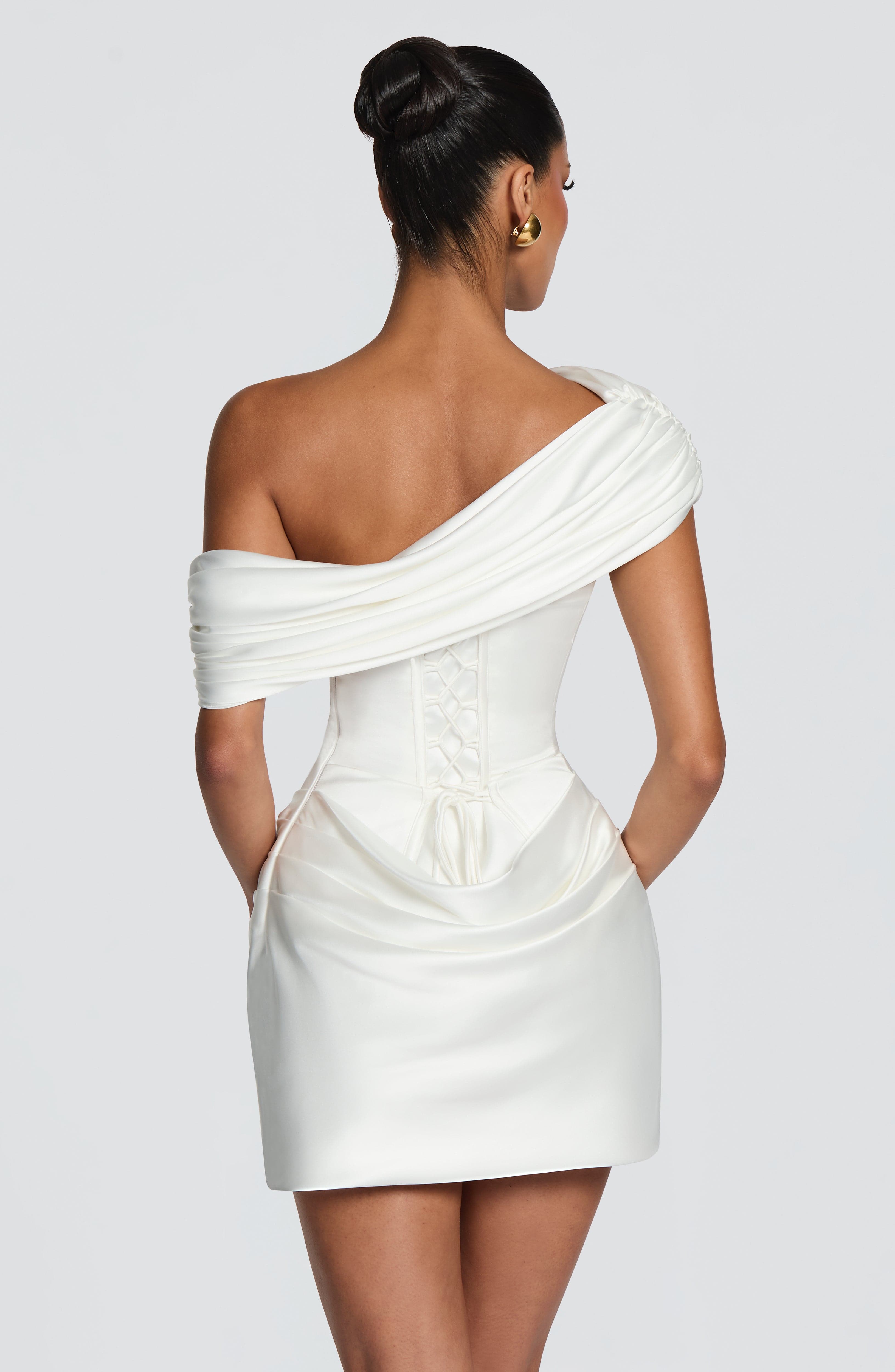 2 Styles White Satin Mini Dres - Ruched Dress Mini ulasan dan harga