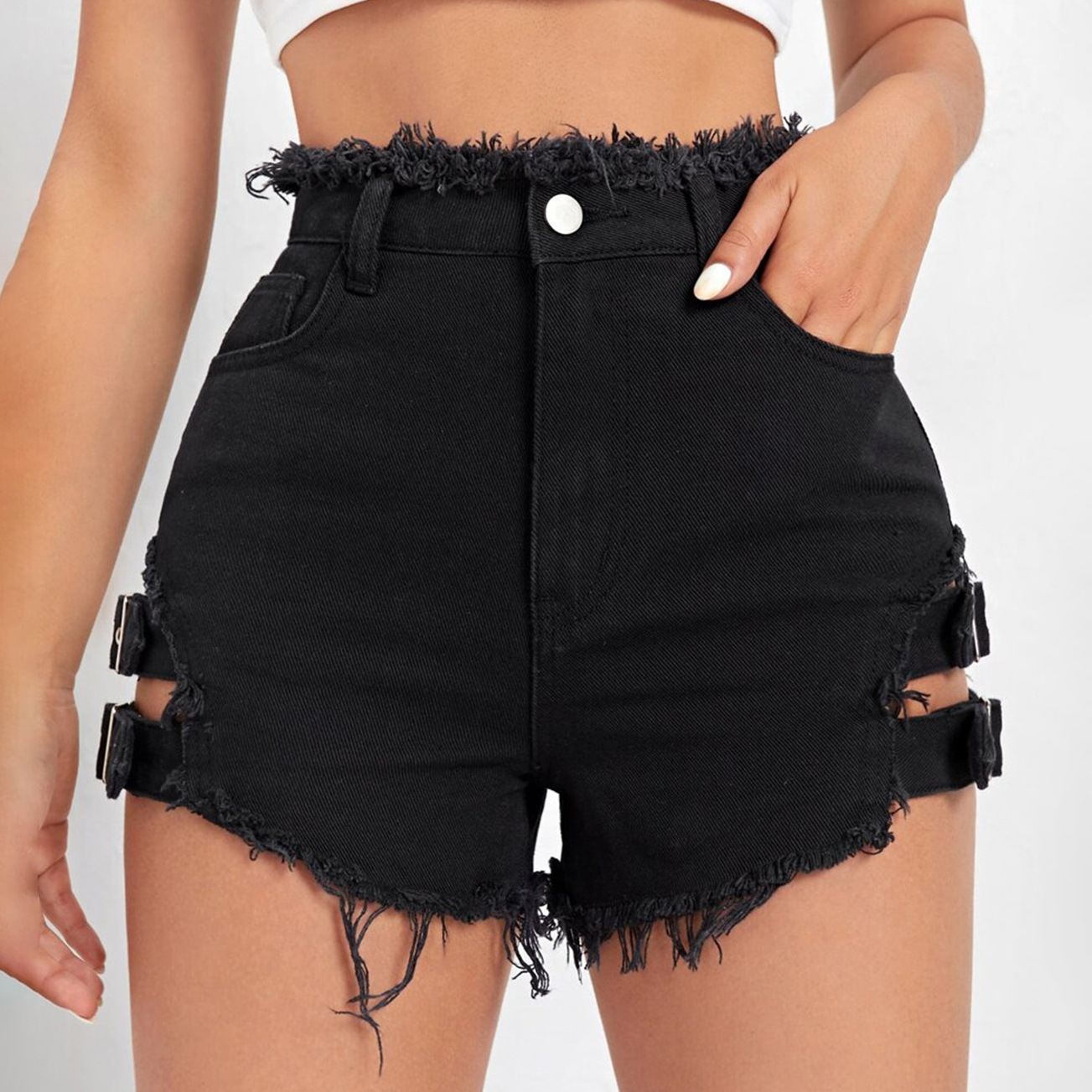 Women High Waist Denim Shorts  - Women'S Fashion Trousers ulasan dan harga