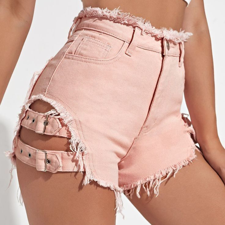 Women High Waist Denim Shorts  - Women'S Fashion Trousers ulasan dan harga