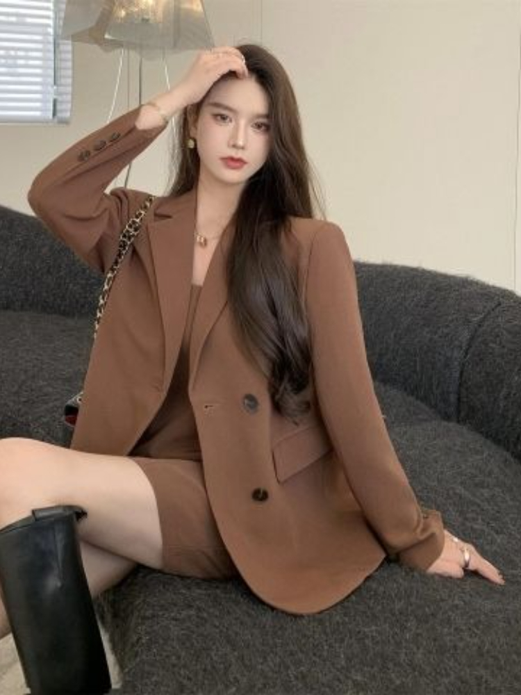 Autumn Winter Brown Elegant 2  - Ruched Dress Mini ulasan dan harga