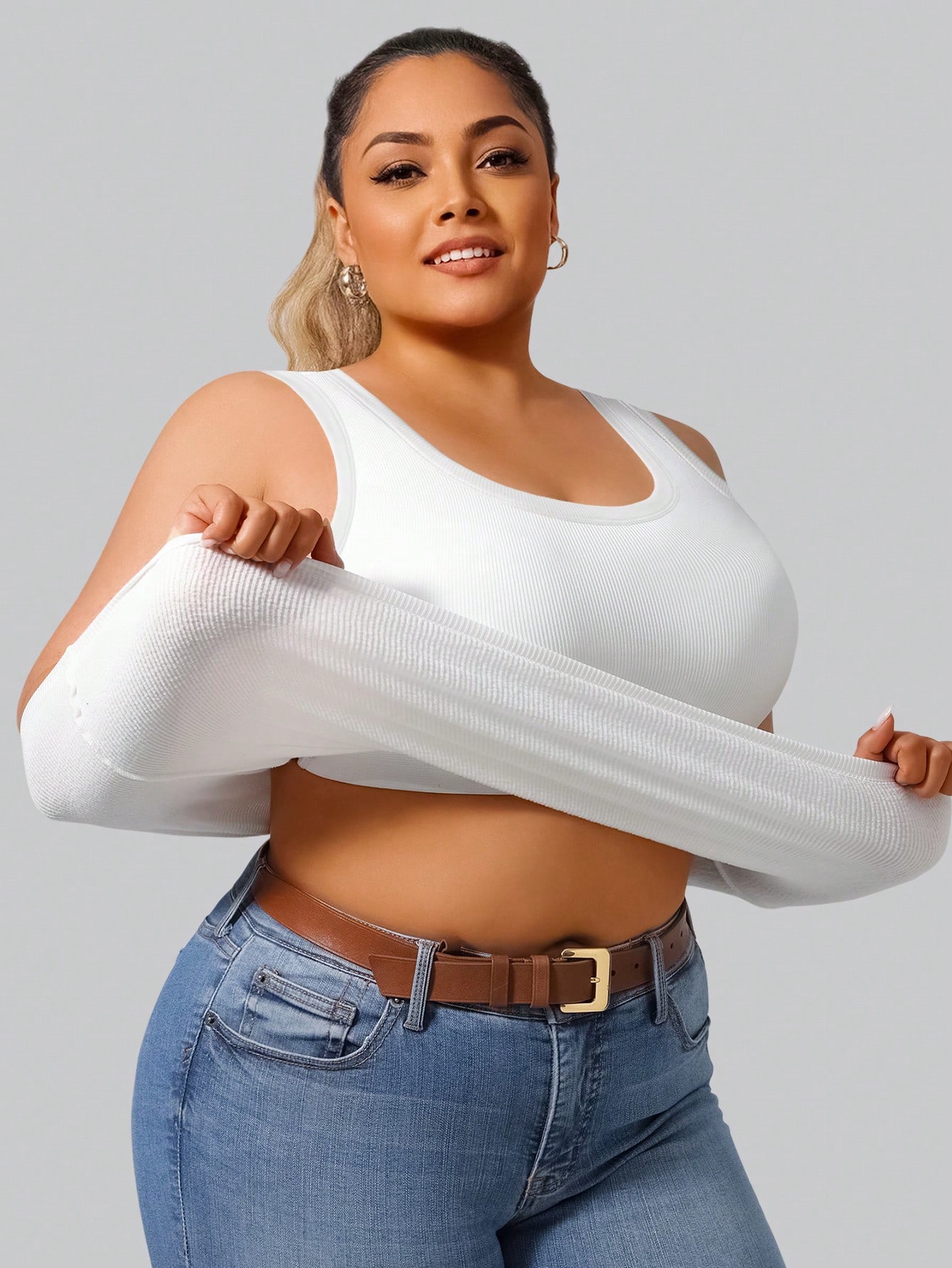 Plus Size Women's Solid Ribbed - Lace Trim Cami ulasan dan harga