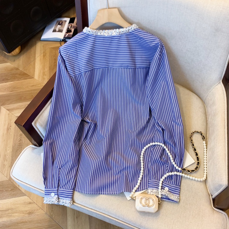 Women's Blue Striped Shirts an - Women'S Fashion In The 90S ulasan dan harga