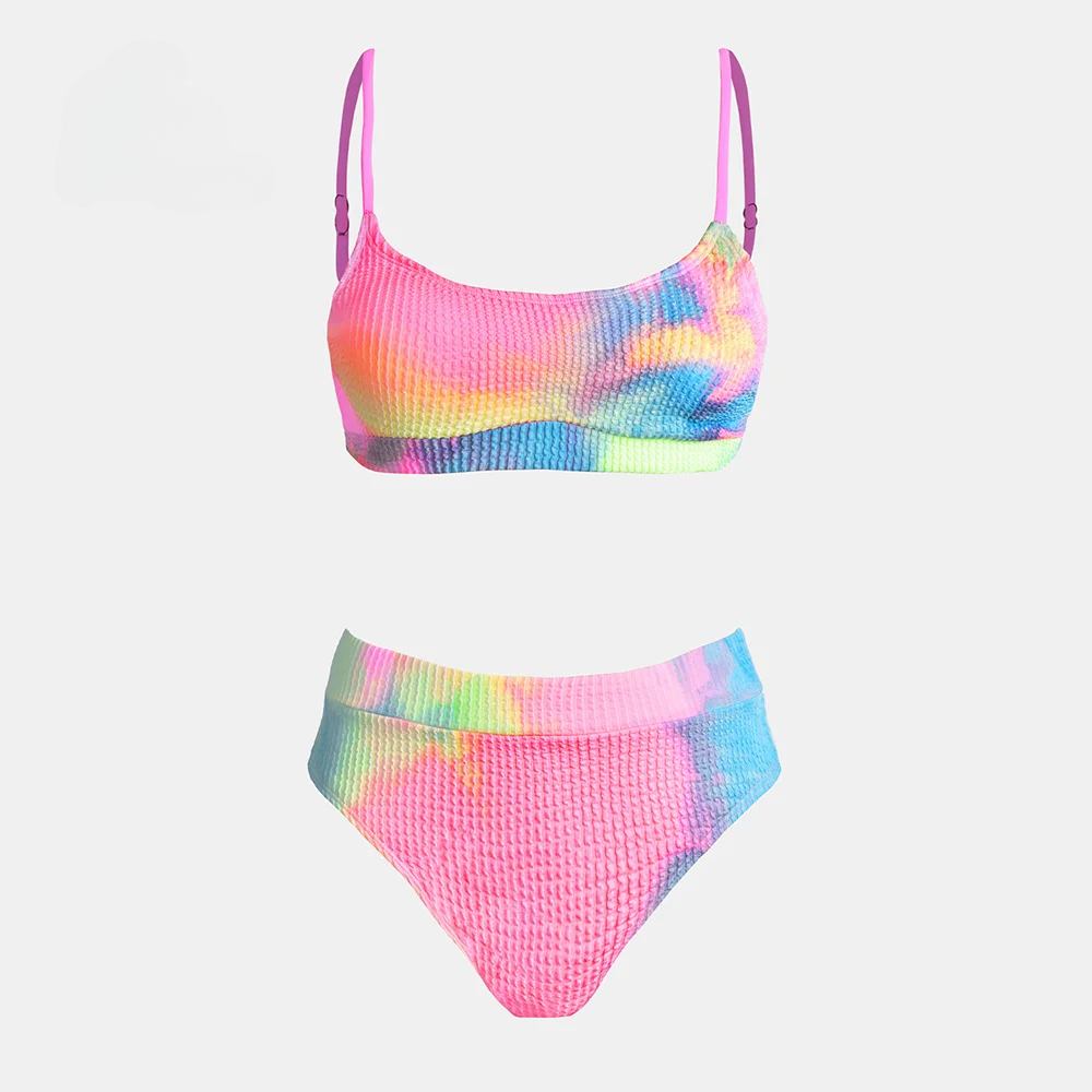 Textured Tie-Dye High Waist Bi - Tie Dye Two Piece ulasan dan harga