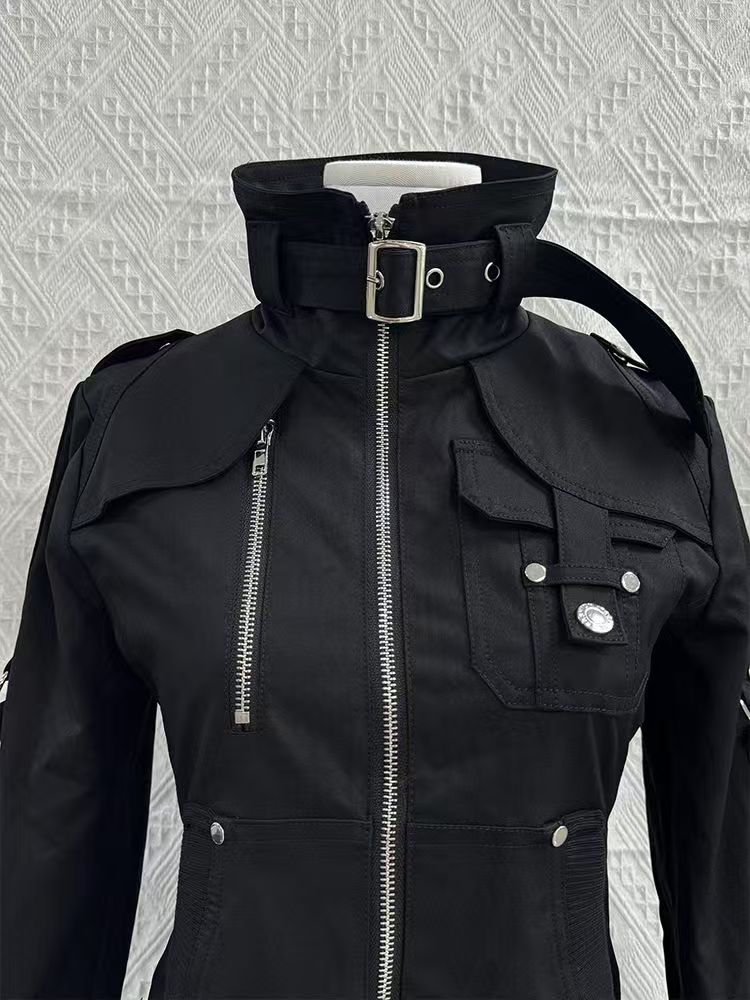 Y2K Gothic Black Slim Double Z - Women'S Fashion Zip Up Hoodies ulasan dan harga