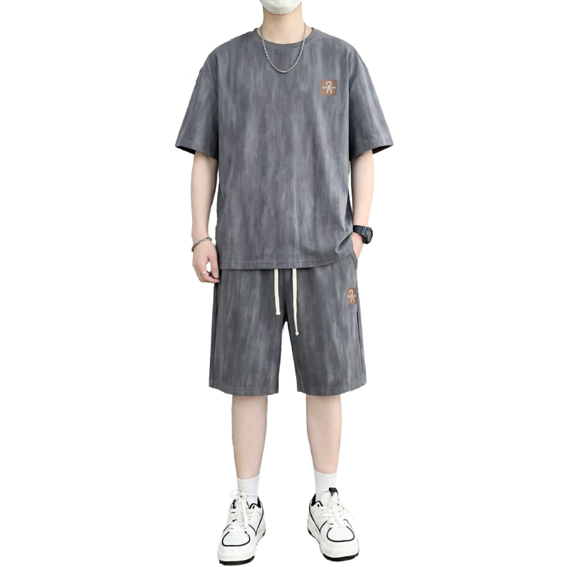 【T-Shirt + 5-Point Shorts】Men' - Tie Dye Two Piece ulasan dan harga
