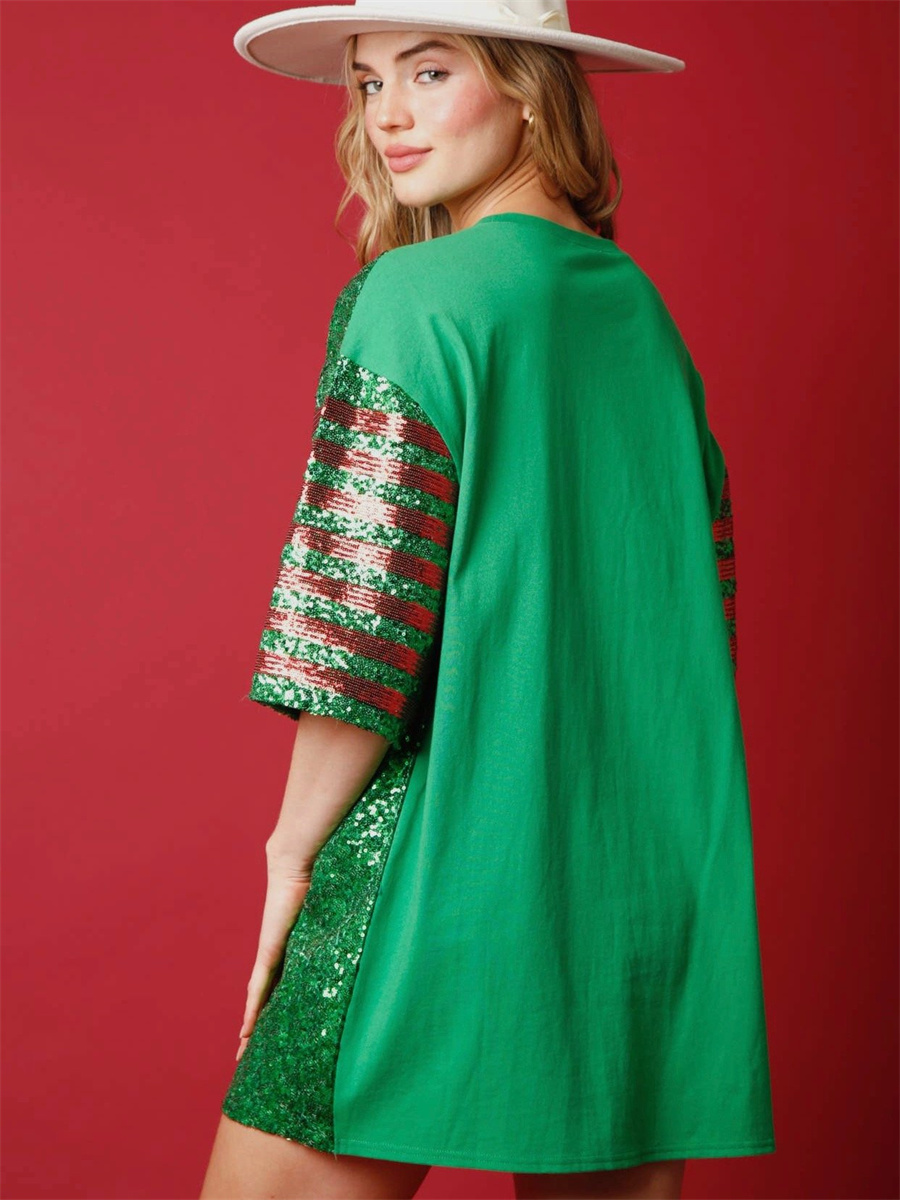 Women Sequined  Long T-Shirts  - Women'S Fashion Rugby Top ulasan dan harga