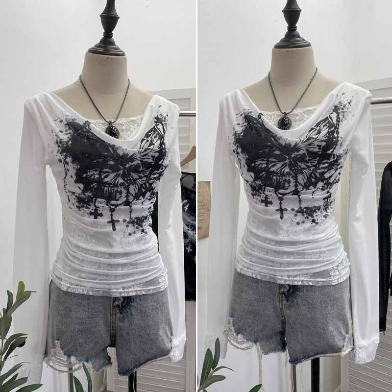 Women Casual Lace Splicing Mes - Tie Dye Two Piece ulasan dan harga