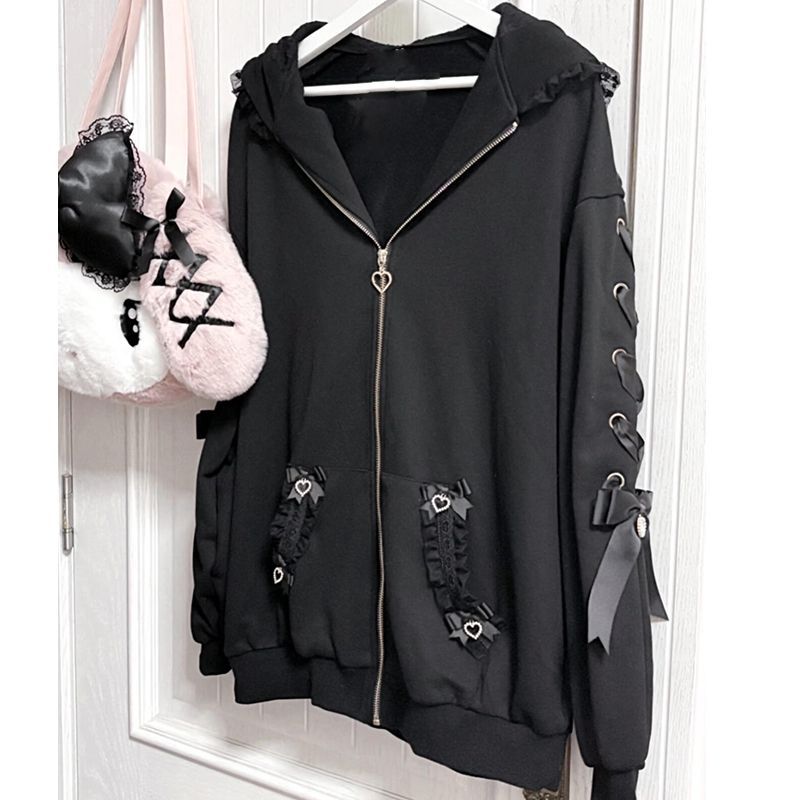 Women Winter Rabbit Ears Lolit - Women'S Fashion Zip Up Hoodies ulasan dan harga