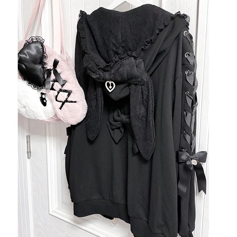 Women Winter Rabbit Ears Lolit - Women'S Fashion Zip Up Hoodies ulasan dan harga