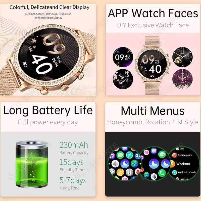 Elegant Ladies' Smartwatch Blu - Women Fashion Zone ulasan dan harga
