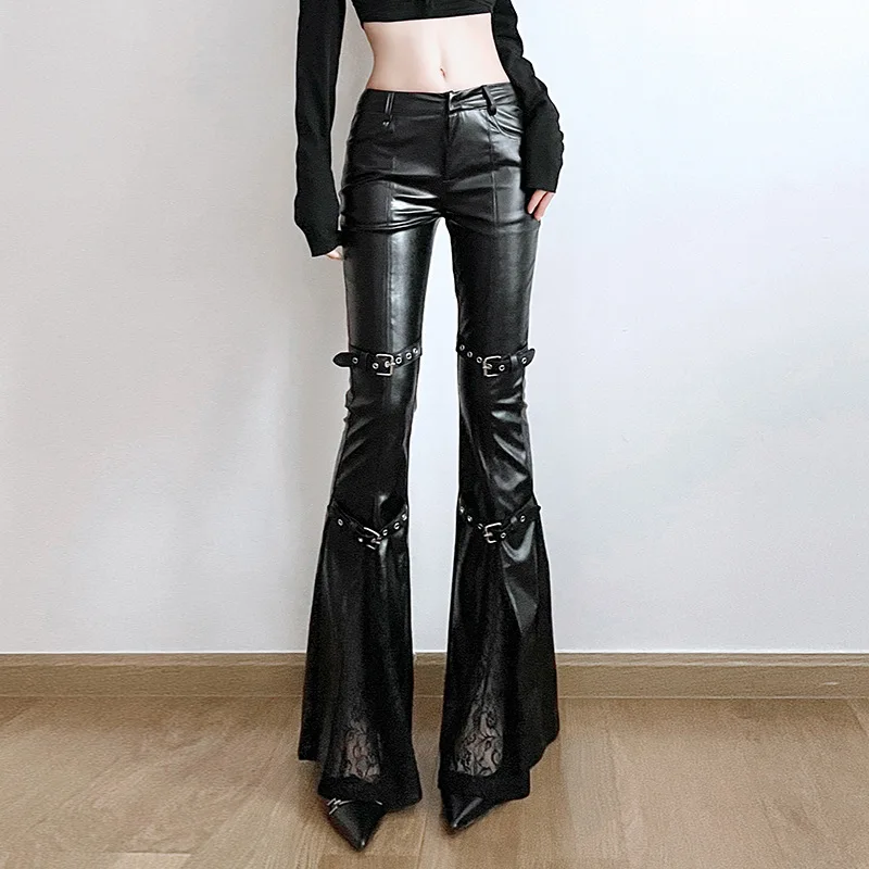 Women's PU Leather Flare Pants - Women'S Fashion Trousers ulasan dan harga