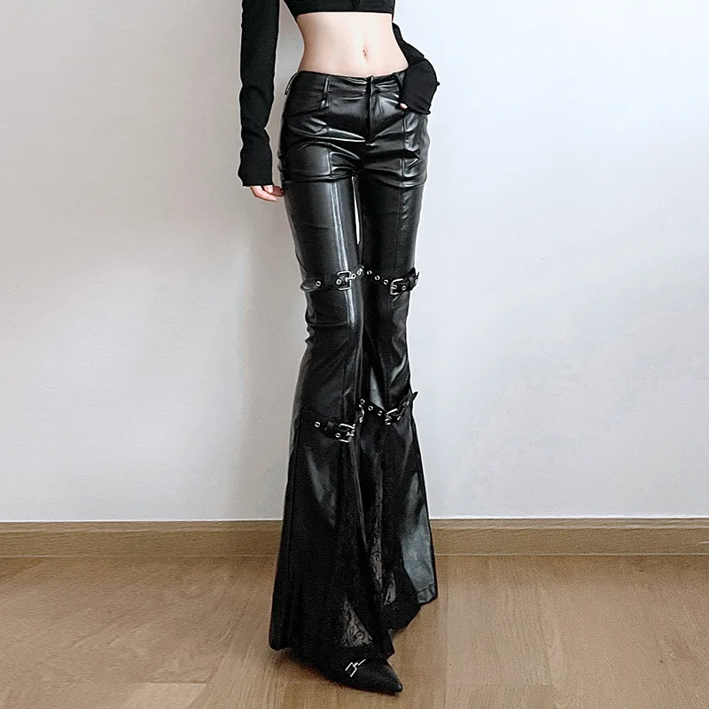 Women's PU Leather Flare Pants - Women'S Fashion Trousers ulasan dan harga