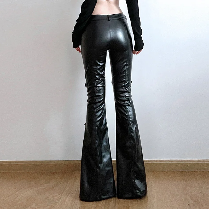 Women's PU Leather Flare Pants - Women'S Fashion Trousers ulasan dan harga