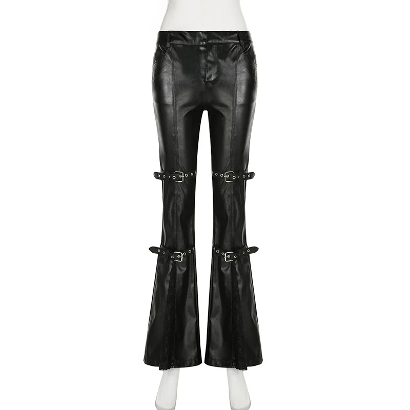 Women's PU Leather Flare Pants - Women'S Fashion Trousers ulasan dan harga