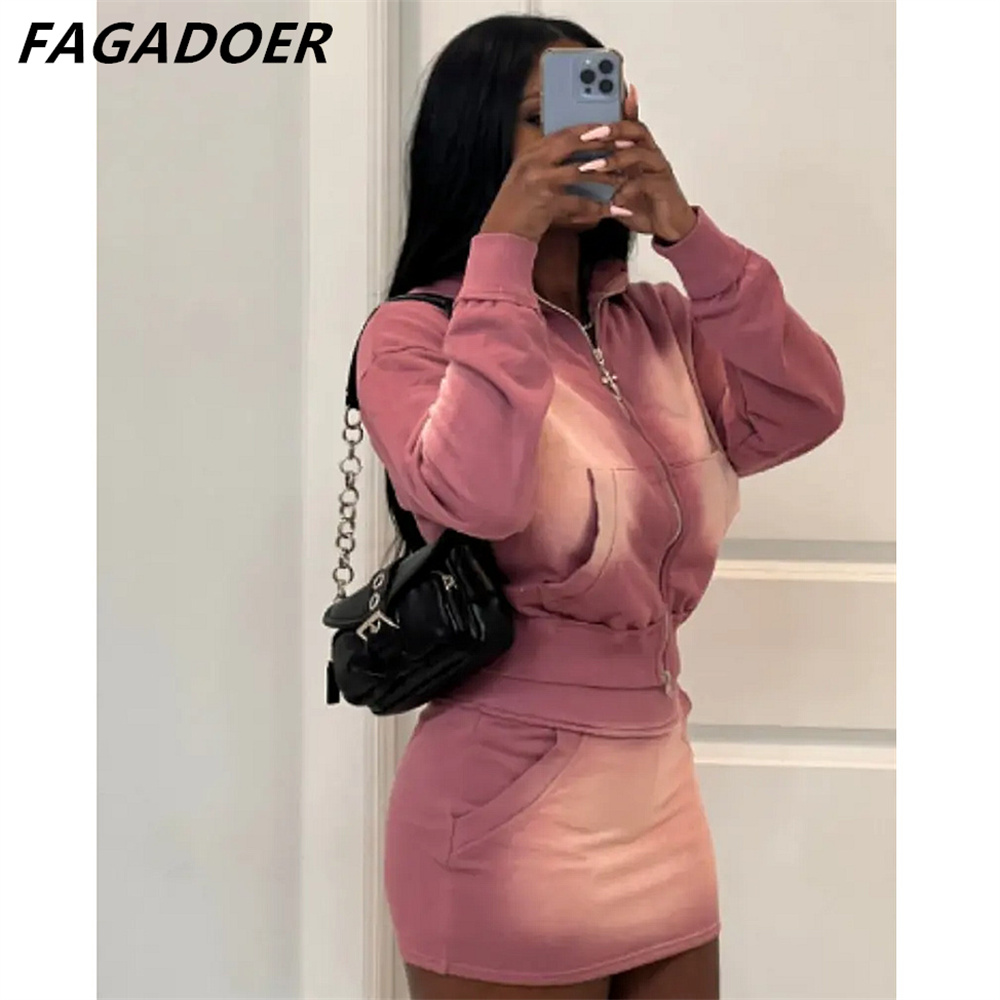 FAGADOER Pink Tie Dye Print Tw - Tie Dye Two Piece ulasan dan harga