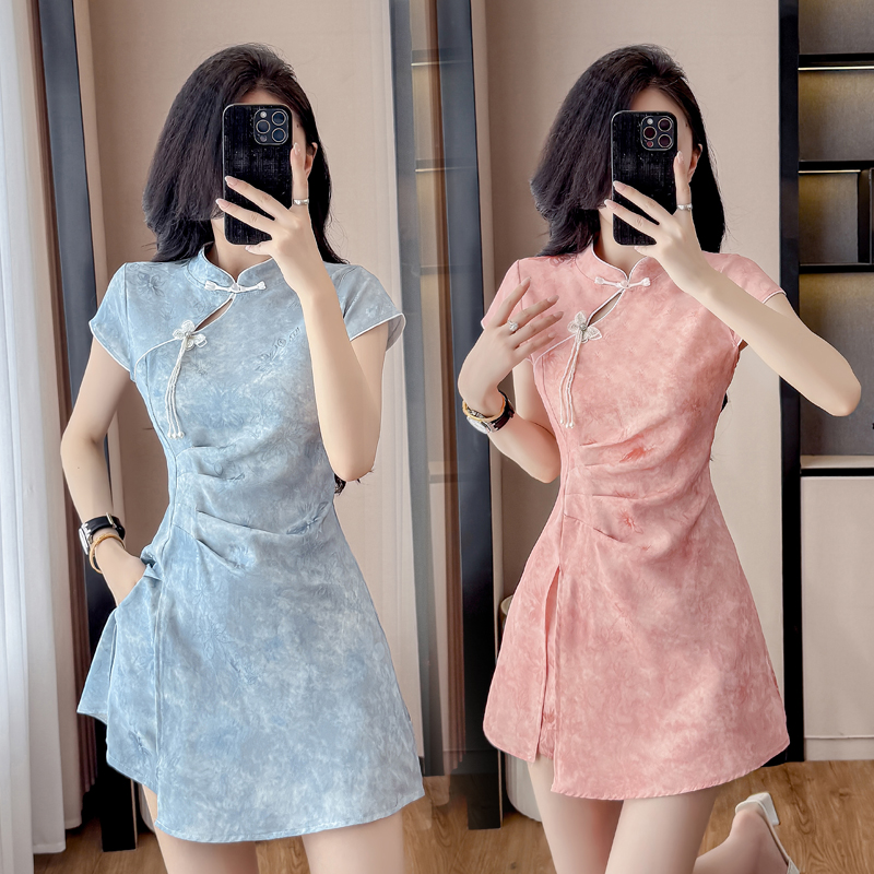 New Chinese Style Cheongsam Se - Ruched Dress Mini ulasan dan harga