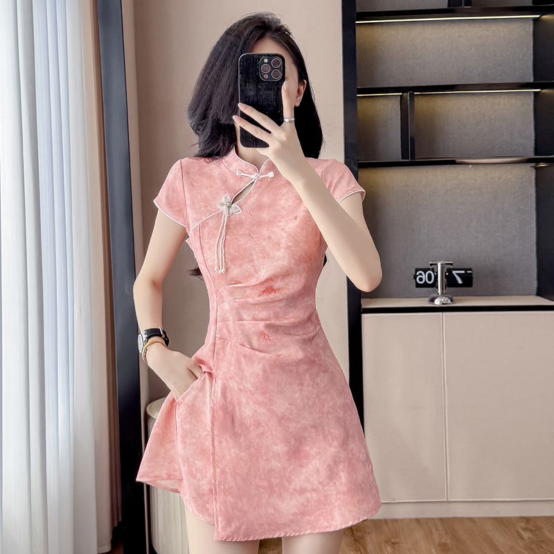 New Chinese Style Cheongsam Se - Ruched Dress Mini ulasan dan harga