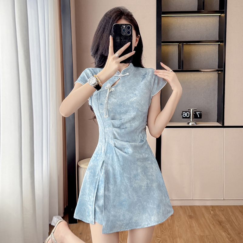 New Chinese Style Cheongsam Se - Ruched Dress Mini ulasan dan harga